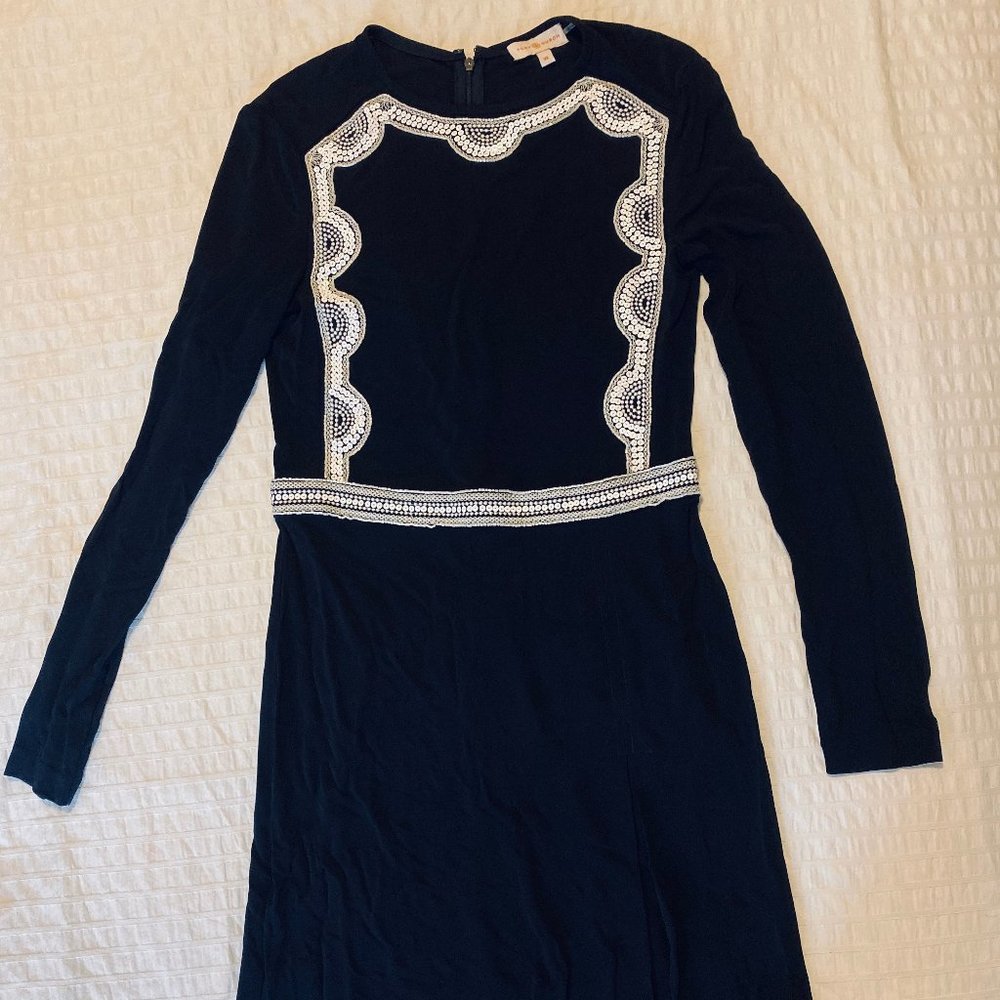 Tory Burch Embroidered Black Dress